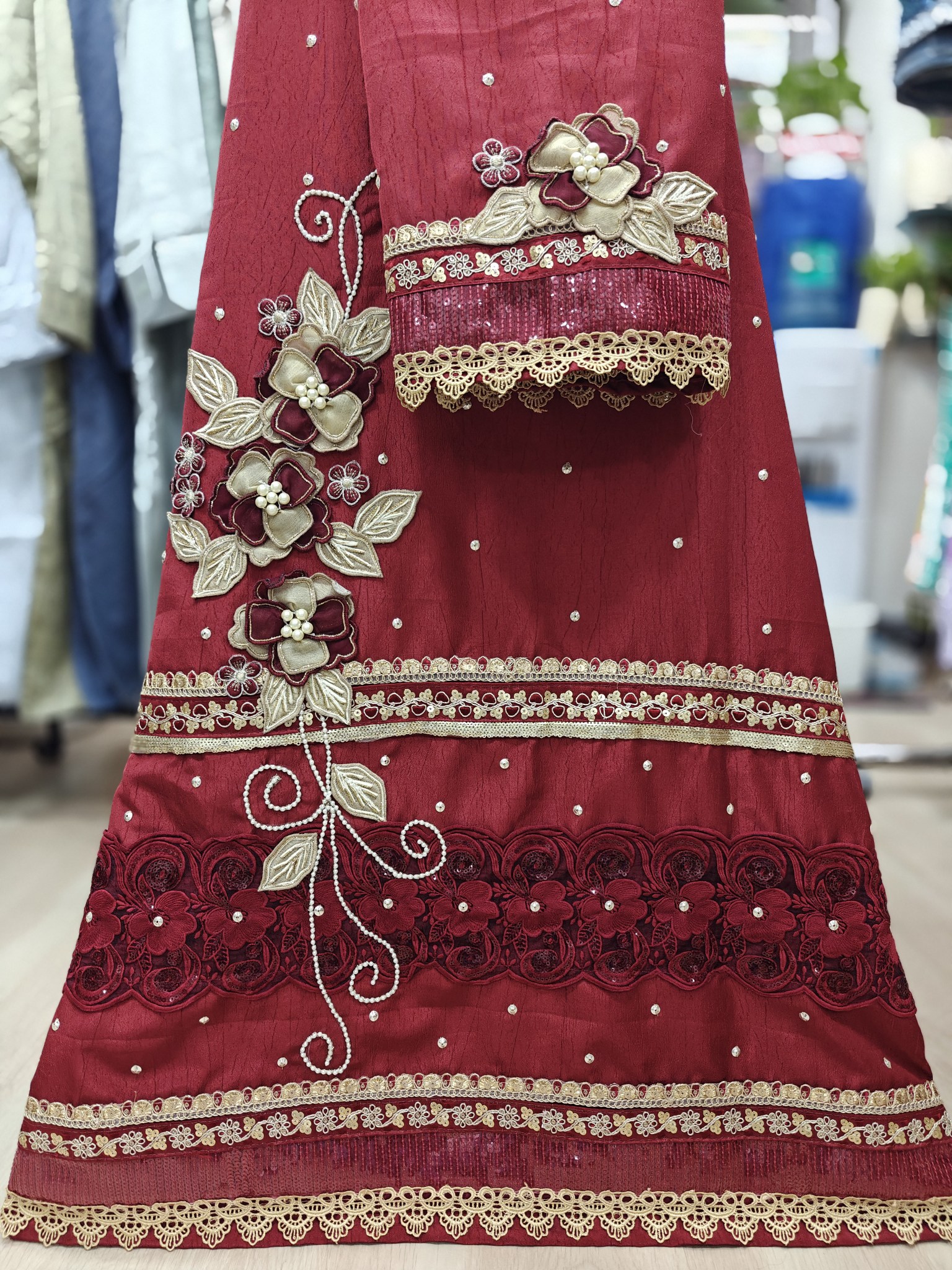 Flower Bunch Patch and Lacing Bridal Rida Red Flower Bunch Patch and Lacing Bridal Rida Red